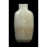 A Chinese mutton fat jade scent bottle with dragon decoration