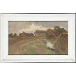 Attributed to Helen Muir Brown, 'A Bit of Suffolk', oil on canvas, farm landscape view, inscribed