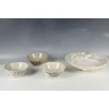 A collection of 3 Chinese provincial bowls (14.5cm dia), and an Islamic plate (28cm dia.) each