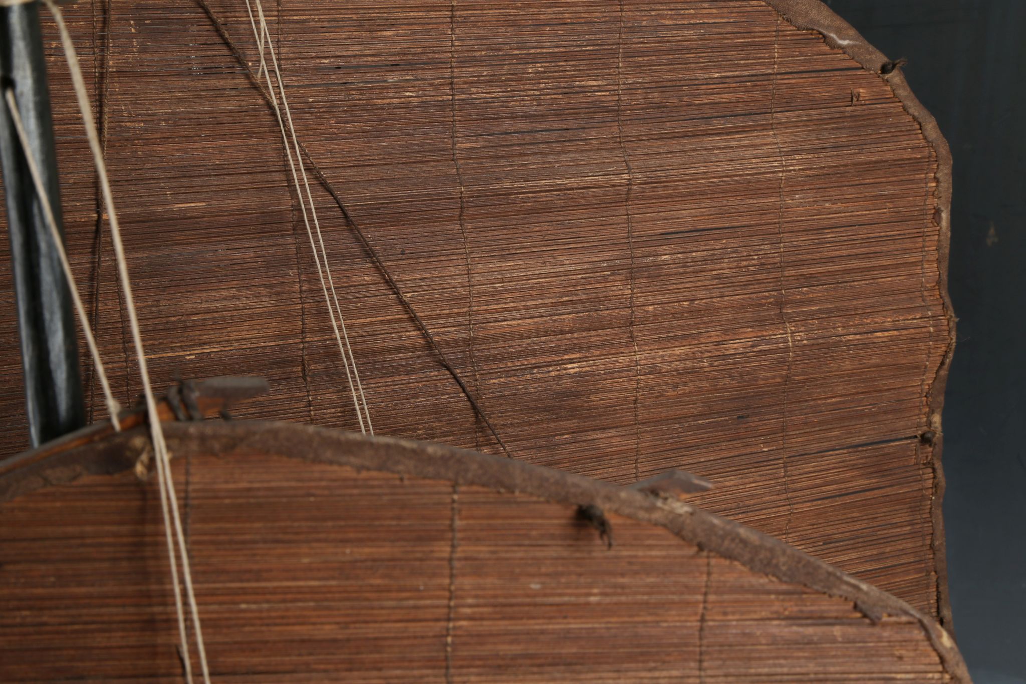 An early 20th century Chinese oriental hardwood model of sailing junk boat, c.1920s, in good general - Image 4 of 7