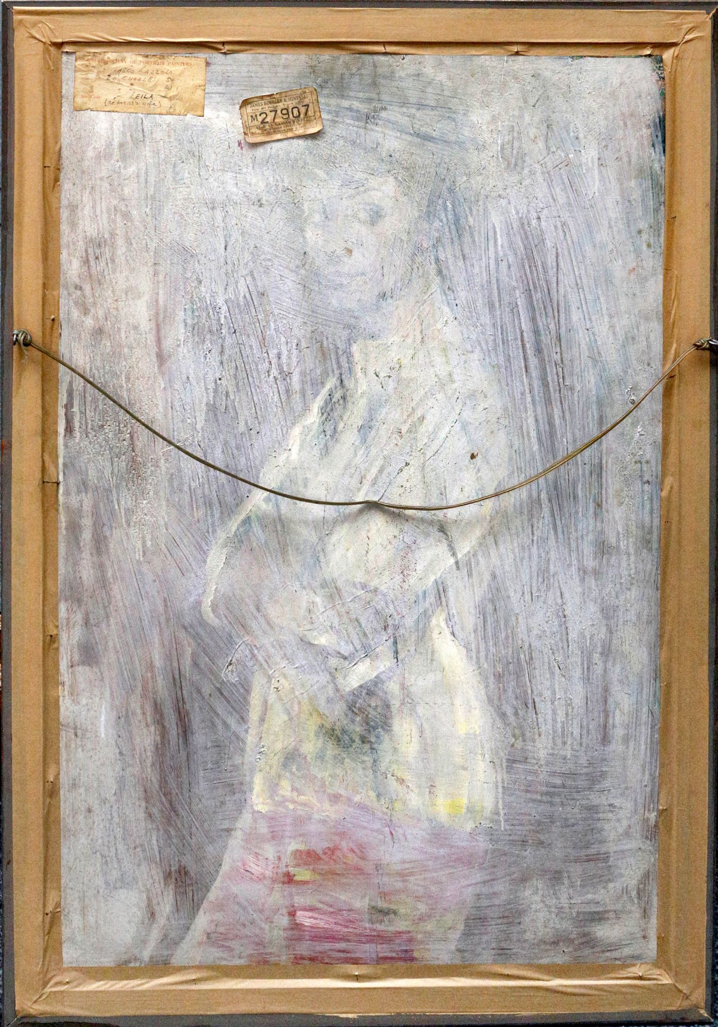 Vasco Lazzolo, oil on panel, portrait of the artist's wife, signed and dated '62, framed, 90 x 60cm - Image 3 of 3