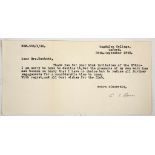 C S LEWIS – AUTHOR OF THE NARNIA TRILOGY characteristic typewritten letter signed on a small slip of