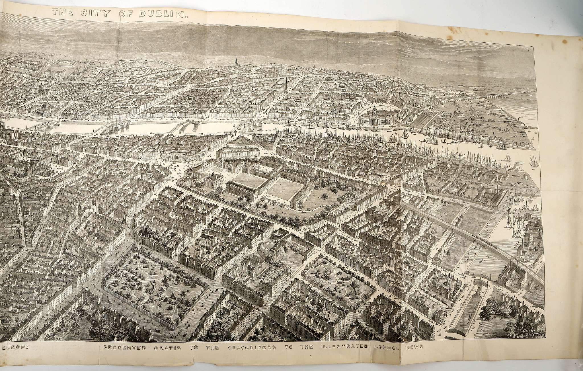 A fine panorama of Dublin 1846 - IRELAND – DUBLIN – supplement to the Illustrated London News - Image 2 of 3