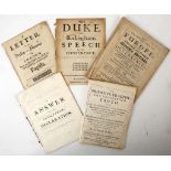 17TH C PAMPHLETS  group of six printed political pamphlets – all appear complete, slight dusting