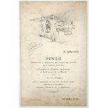 AVIATION – LOUIS BLERIOT menu for the commemorative dinner on July 25th 1939 to mark the 30th