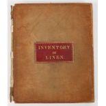 EPHEMERA – INVENTORY Ms inventory of the House Linen at Hawnes Park dated 1852, contained in an