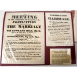 BROADSIDES – AN EARLY 19TH C WEDDING  two fine printed broadsides announcing the wedding of Sir