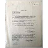 CINEMA –  AUTOGRAPH MARY PICKFORD original typewritten contract dated August 30th 1946 whereby she