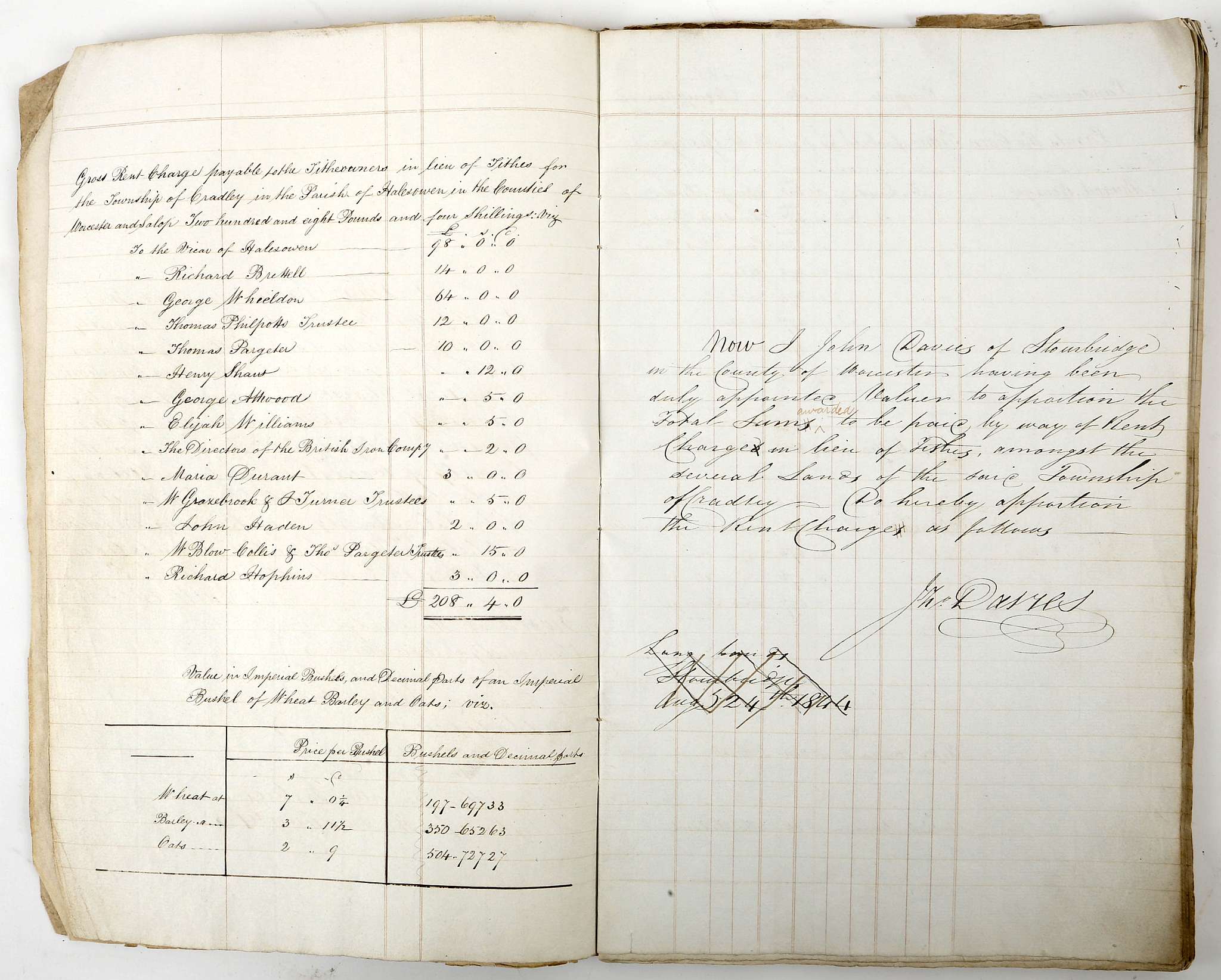 WEST MIDLANDS/WORCESTERSHIRE – CRADLEY the original title apportionment book for Cradley dated 1844, - Image 2 of 2