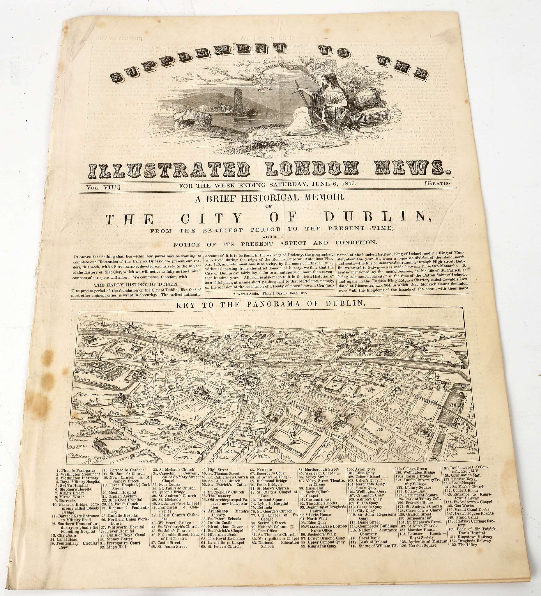 A fine panorama of Dublin 1846 - IRELAND – DUBLIN – supplement to the Illustrated London News - Image 3 of 3