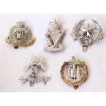 British Army military cap badges; Officer's badges, 9th Lancers, Dorset Regiment, The Suffolk