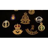 Military brass buttons, badges and shoulder titles and other items inc bullion Fleet Air Arm cap