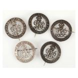 'For King and Empire Services Rendered' lapel badges (5), 3.2 cm dia