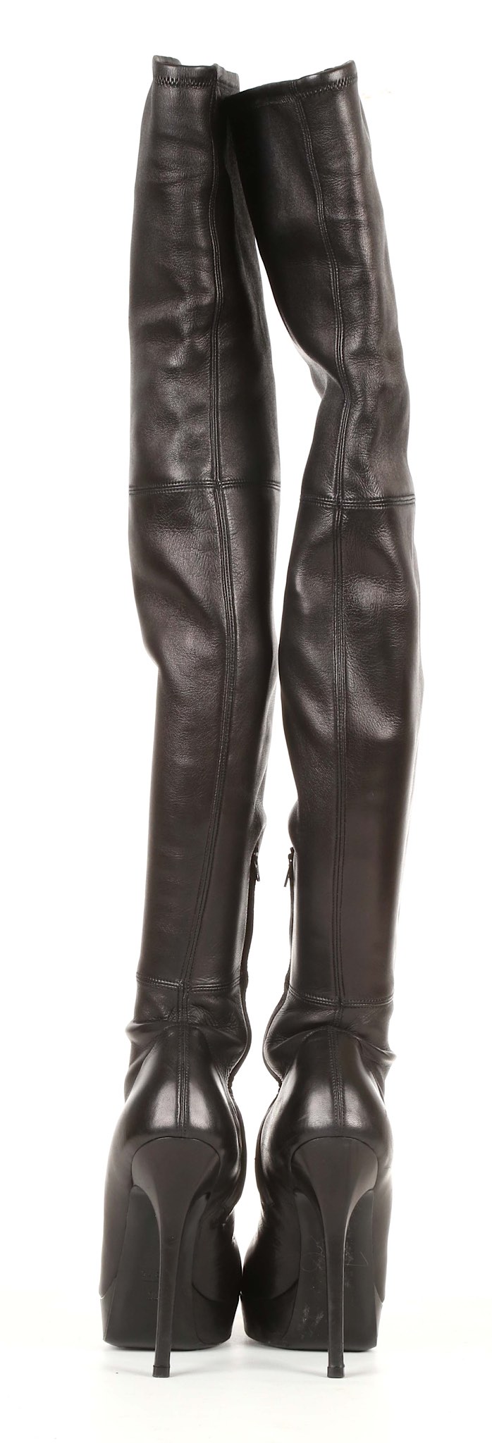 GUCCI THIGH HIGH BLACK LEATHER BOOTS, stiletto heel, size 38, and a pair of brown Casadei boots - Image 6 of 8