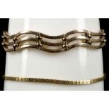 A 9ct gold 3-bar wave link bracelet, together with