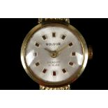 A ladies 14ct gold Goldor dress watch, with silver