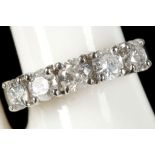 An 18ct white gold and diamond five stone ring, cl