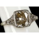 An Art Deco 18ct white gold and diamond set ring,