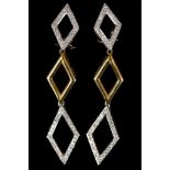 A pair of 18ct gold and diamond set pendant earrin