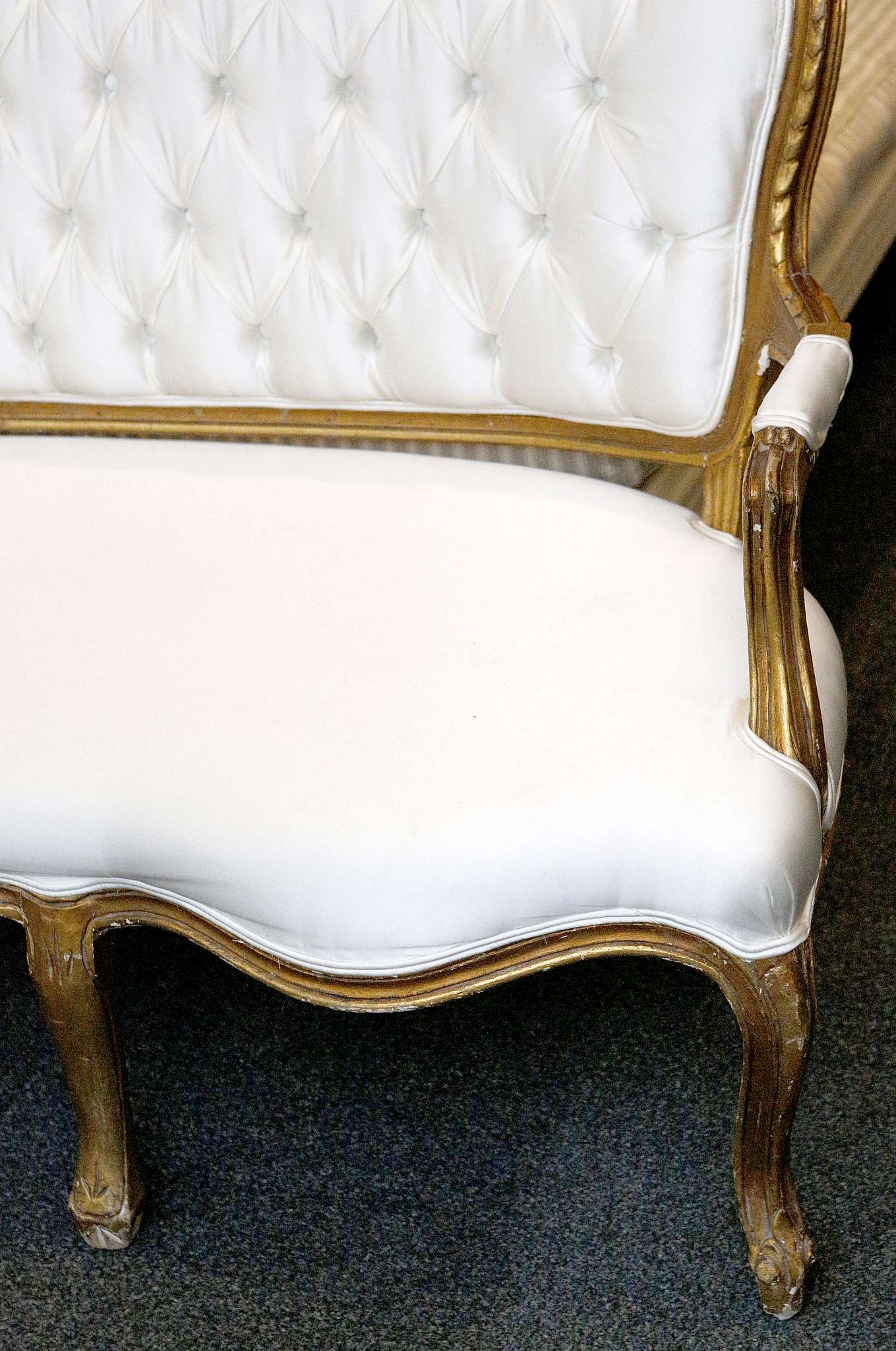A French style triple seat sofa, gilt floral and l - Image 2 of 3