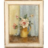 Hilda Ireland (1900-?), two oils on canvas and board, both still lives of flowers in a vase,