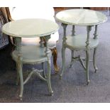 A pair of 1920's style bedroom side tables, circul