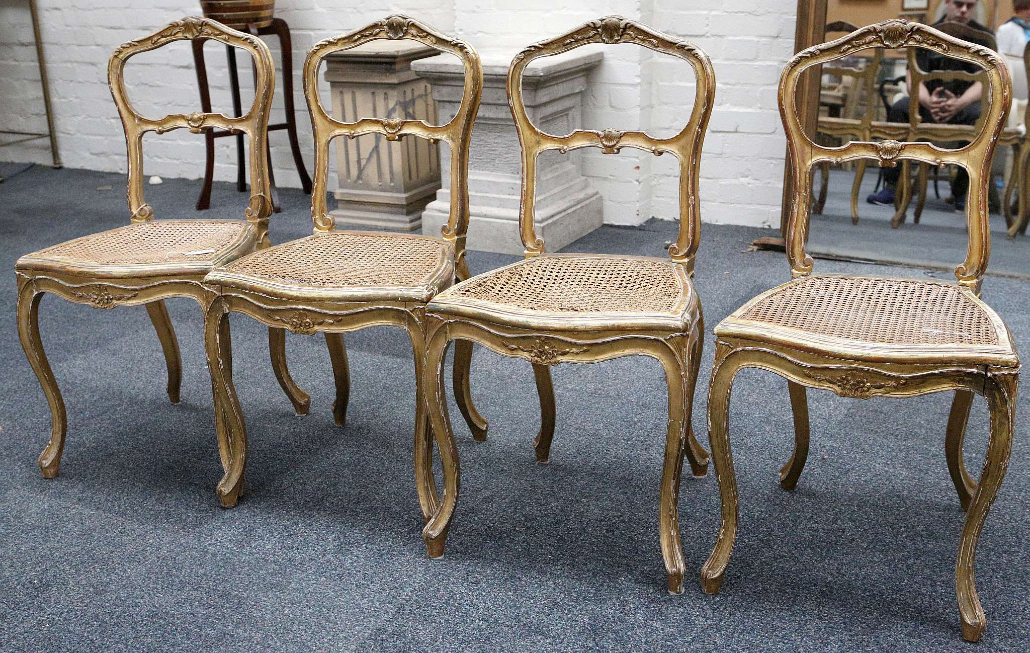 A set of 4 late 19th century French salon chairs,