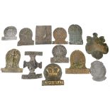 Fire marks, insurance wall plaques, various ages;