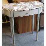 A French boudoir table, c.1910, grey variegated ma