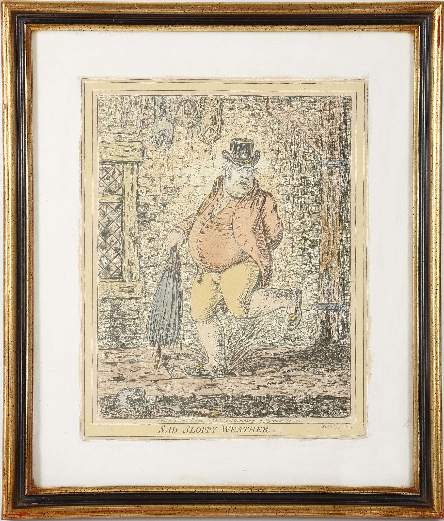 J. Gillray, three early 19th century caricature etchings; 'Fine Bracing Weather', 'Sad Sloppy - Image 3 of 6