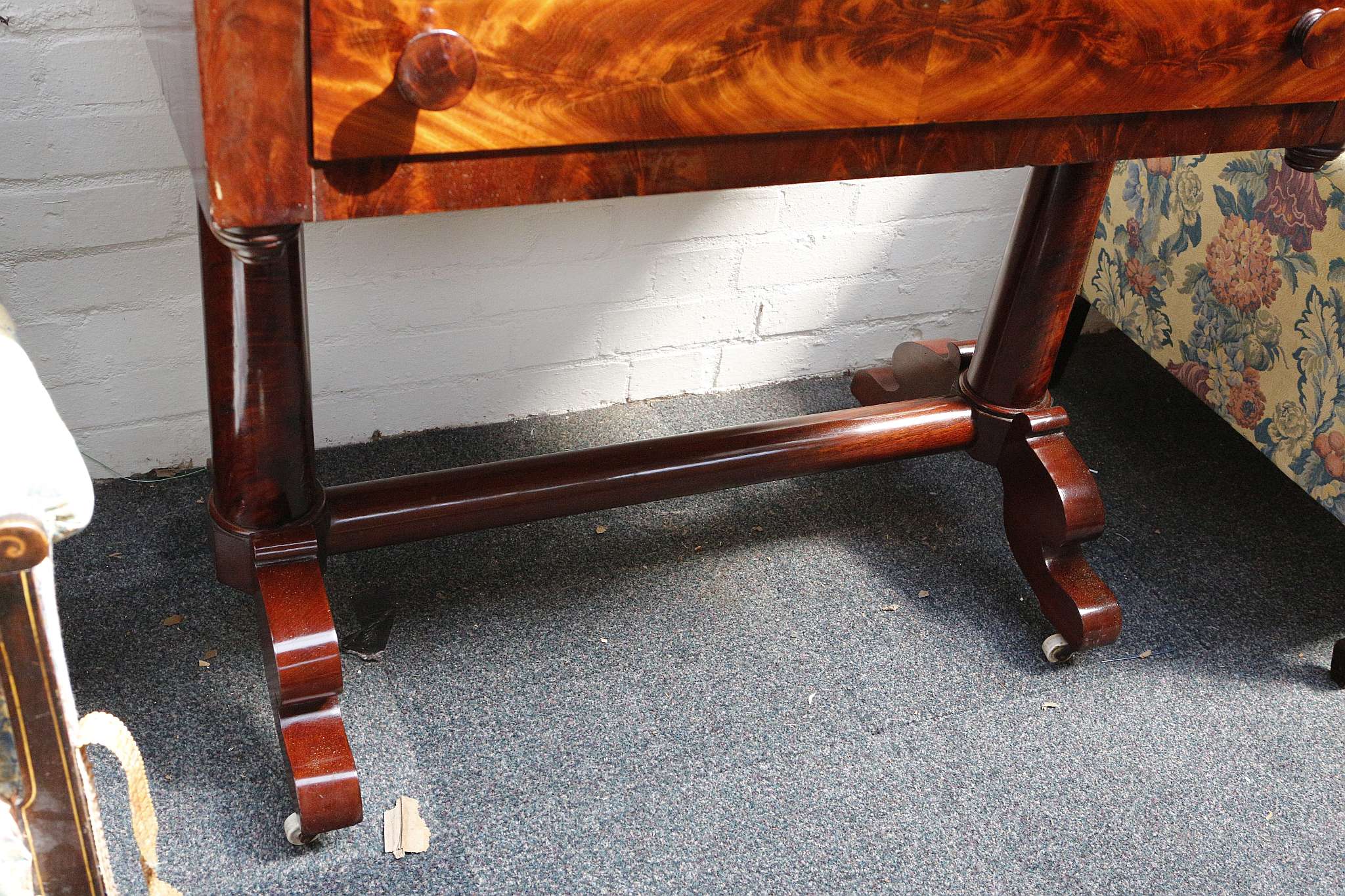 A 19th century French mahogany dressing chest, with articulated mirror over three drawers on - Image 4 of 7