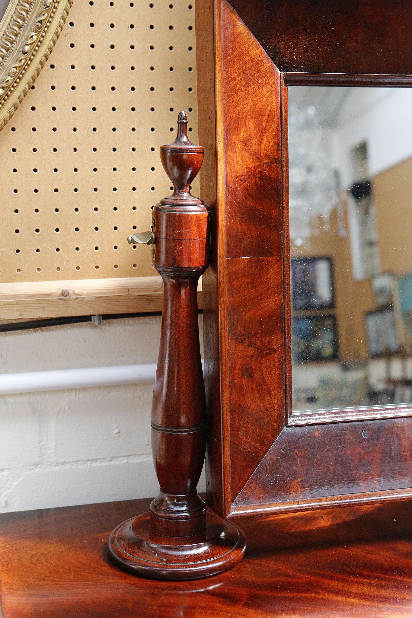 A 19th century French mahogany dressing chest, with articulated mirror over three drawers on - Image 3 of 7