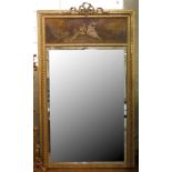 A late Napoleon II mirror, ribbon surmount, oil on