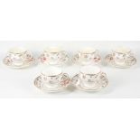 Wedgwood Rouen pattern, six cups and saucers