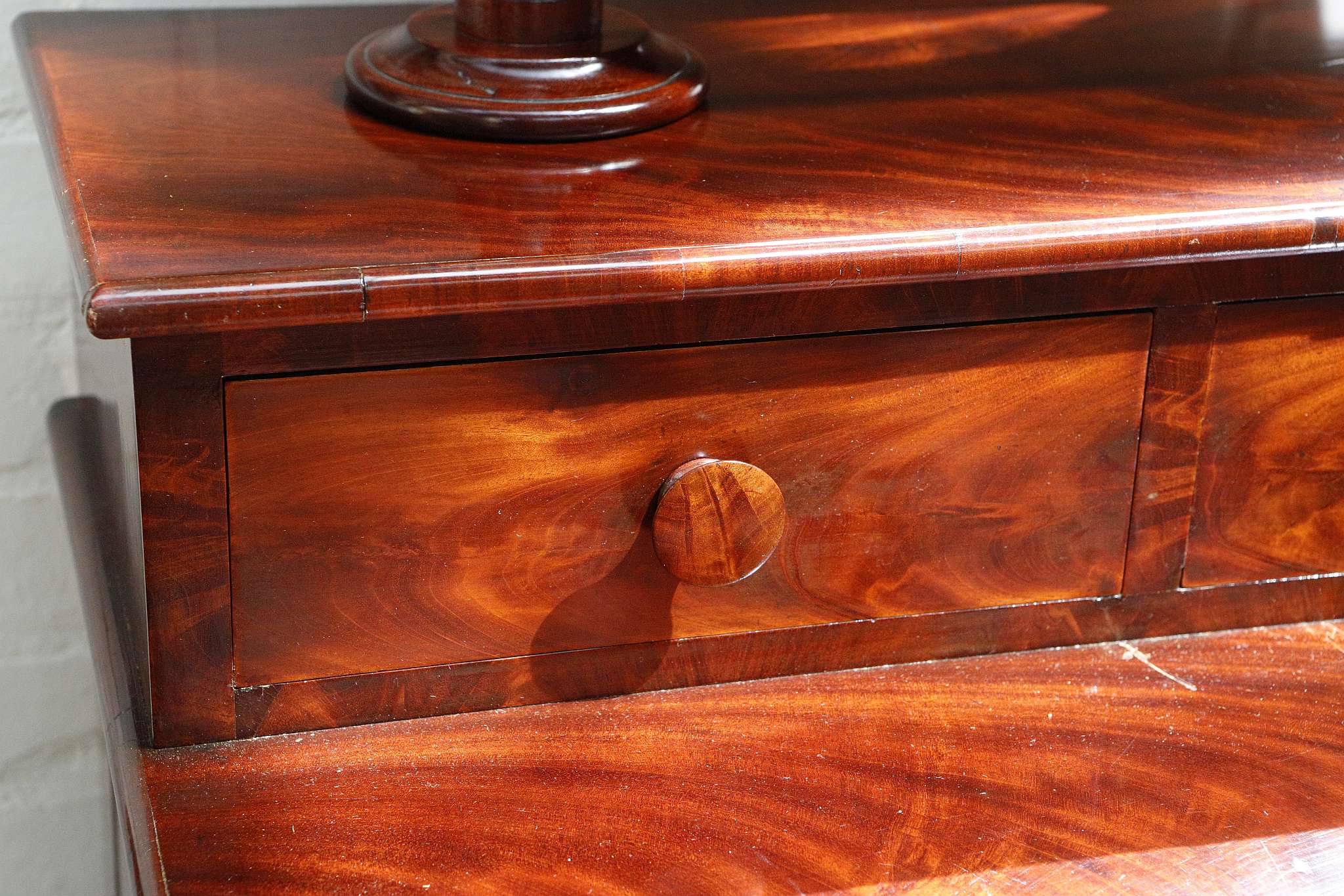 A 19th century French mahogany dressing chest, with articulated mirror over three drawers on - Image 2 of 7