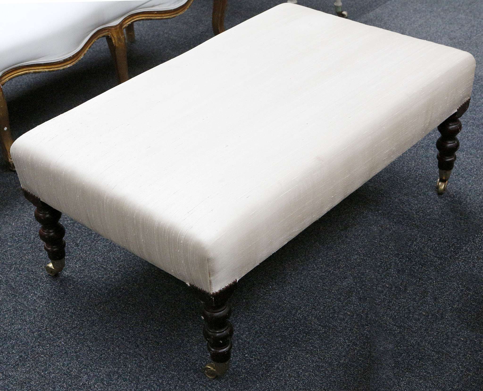A contemporary lounge stool, cream silk seat, turn - Image 2 of 2