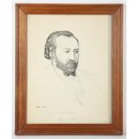 Powys Evans b.1899, 'Sir Henry Wood', portrait, pen and ink, signed and inscribed, mounted and