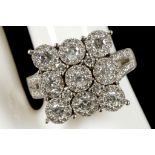 An 18ct white gold, square multi-cluster diamond ring (1.40ct)