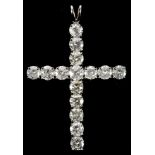 An 18ct white gold and diamond cross pendant, set with 3.80cts of brilliant round cut stones