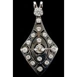 An 18ct white gold and diamond set pendant, diamond: 1.96ct total