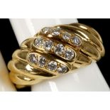 A continental 18ct gold and diamond set rope twist dress ring