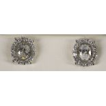 A pair of 18ct white gold diamond cluster earrings with screw back fittings, diamond: 2.25ct total