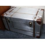 A leather and aluminium aviation trunk (medium)