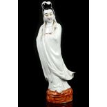 A PORCELAIN GUANYIN. 20th Century. Impressed mark, Jing zhen rao yongtai changzuo, to base, 41cm H.