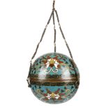 A CHINESE CLOISONNÉ ENAMEL SPHERICAL HANGING INCENSE BURNER. Qing Dynasty, 18th / 19th Century.