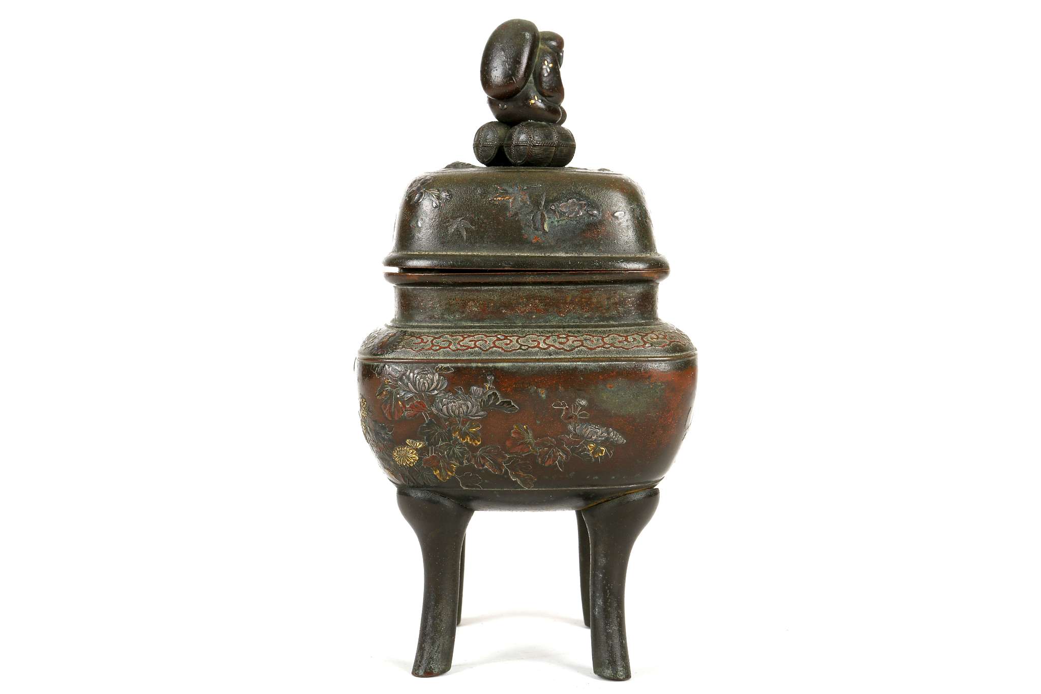 A JAPANESE BRONZE KORO AND COVER.  Late Meiji.  Of - Image 3 of 8