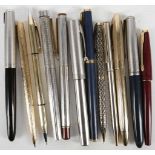 A collection of fountain pens including 4 Schaeffe