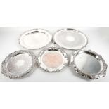 5 Silver plated trays to include Gorham, Elkington