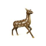 A CHINESE CLOISONNÉ ENAMEL DEER.  Qing Dynasty, second half of 18th Century.  Naturalistically