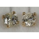 A pair of 18ct yellow gold diamond stud earrings (0.31ct)